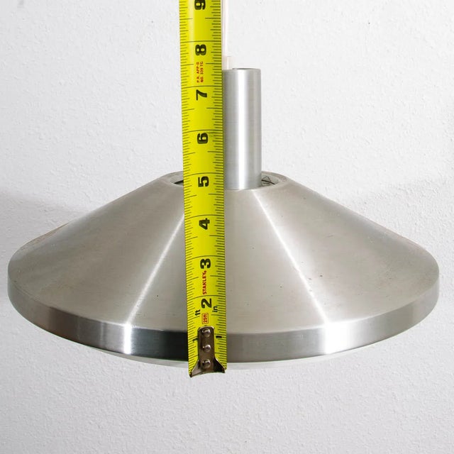 Mid Century Danish Modern Saucer Pendant Lamp in Sliver Finish Single Ceiling Light For Sale - Image 11 of 12