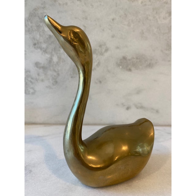 Vintage Mid-Century Modern Solid Brass Swans- a Pair For Sale In Austin - Image 6 of 8