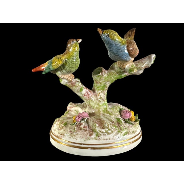 Pair of Porcelain Finch Birds on Branches, France, Early 20th Century For Sale - Image 10 of 12
