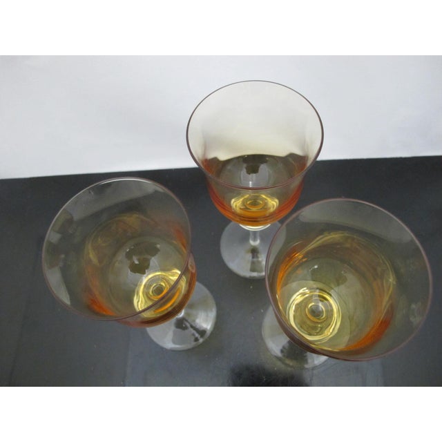 Mid 19th Century Mid 19th Century Denby Poland Aurora Amber Crystal 7" Wine Glass Set of 3 For Sale - Image 5 of 6