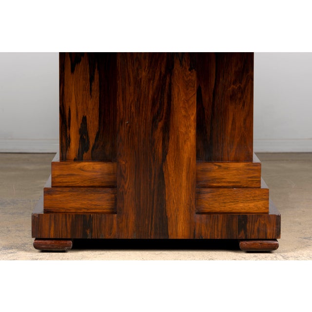 1930s French Art Deco Square Rosewood Dining Table With Architectural Pedestal Base For Sale - Image 10 of 18