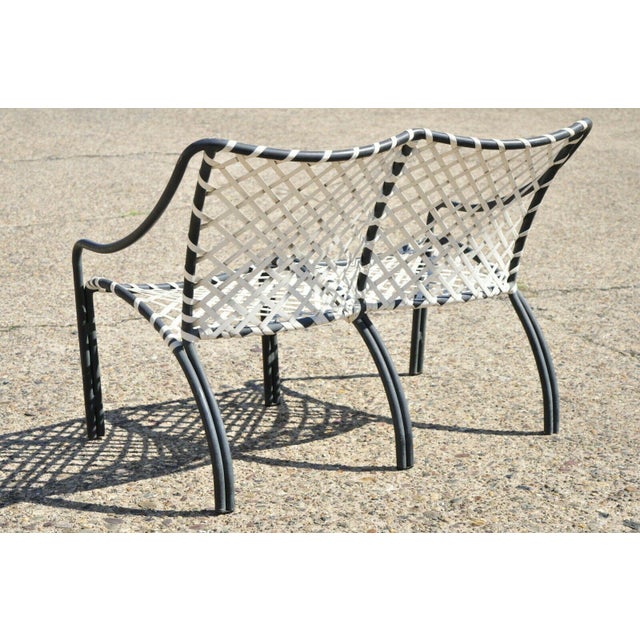 Brown Jordan Tamiami Green White Woven Vinyl Strap Patio Pool Bench