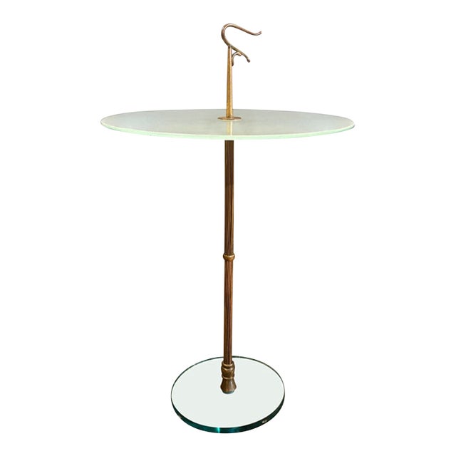 1960s Italian Modern Brass and Glass Table For Sale
