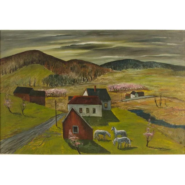 Mid 20th Century Charles Harsanyi (American 1905-1973) "Peach Orchard in the Valley" Oil Painting For Sale - Image 5 of 13