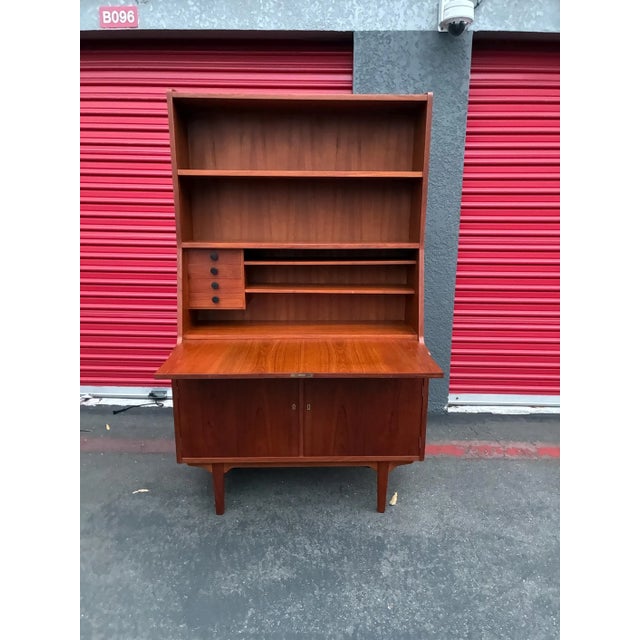 Vintage Mid Century Danish Modern Teak Bookcase/Secretary Desk by Hp Hansen For Sale - Image 11 of 12