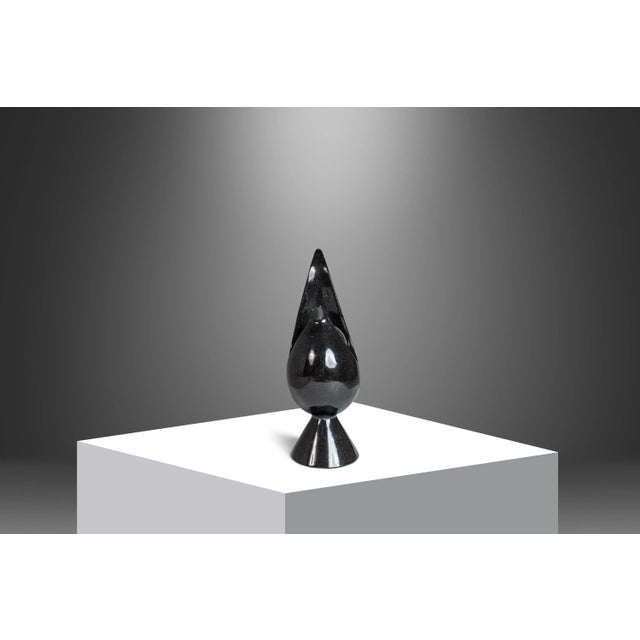 Modern Post Modern Two-Piece Sculpture in Solid Black Marble, Usa, C. 1980's For Sale - Image 3 of 12
