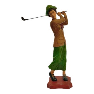 Lady Golfer Statue Large Female Sculpture Vintage Country Club Decor For Sale