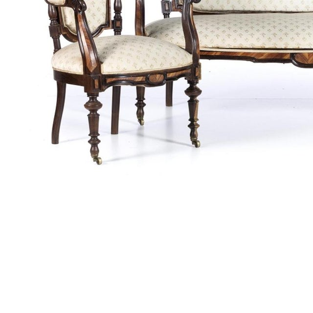 19th Century Sofa and Armchairs in Wood, Set of 3 For Sale - Image 3 of 6
