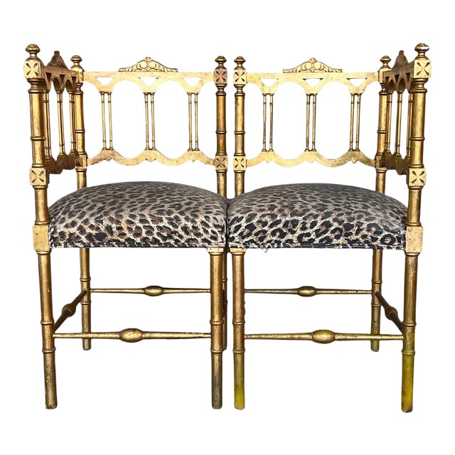 Pair of French Provincial Gilded Wood Corner Chairs, Circa 1900 For Sale