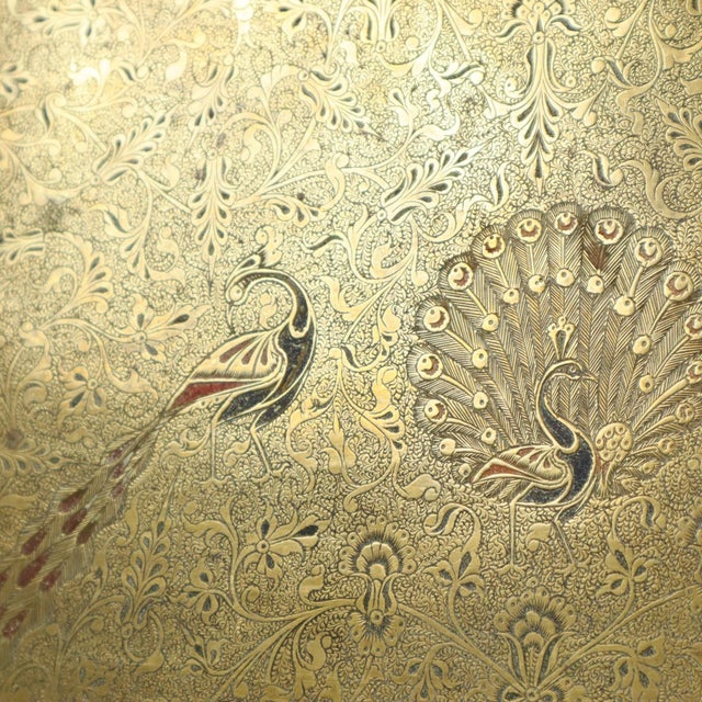 Vintage Brass Tray with Peacock Decoration, 1950s For Sale - Image 15 of 18