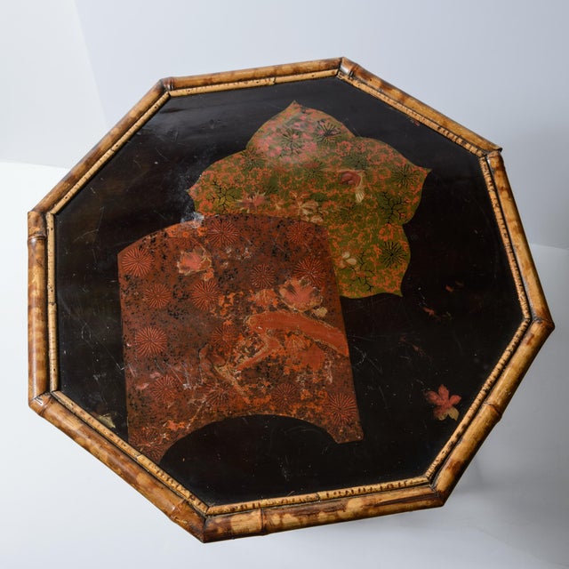 Late 19th Century 19Th. Century Octagon Tiger Bamboo & Lacquer Side Table, C1880 For Sale - Image 5 of 13