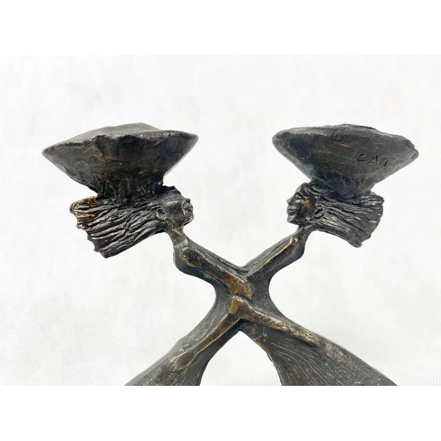 Dutch Bronze Plating Sculpture Candleholder by C. Ammerlan Van Niekerk, 2000s For Sale - Image 3 of 8