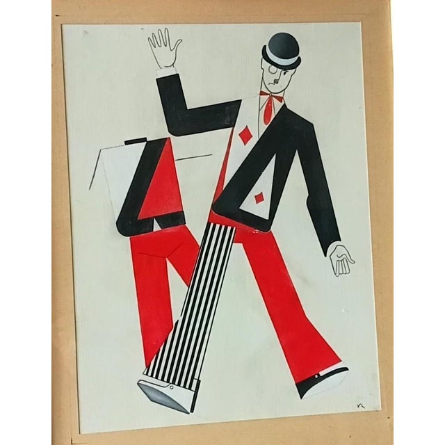 Paint 1960s Rare Old Framed Drawing With Gouache Probably Representing a Theater Costume Project For Sale - Image 7 of 11
