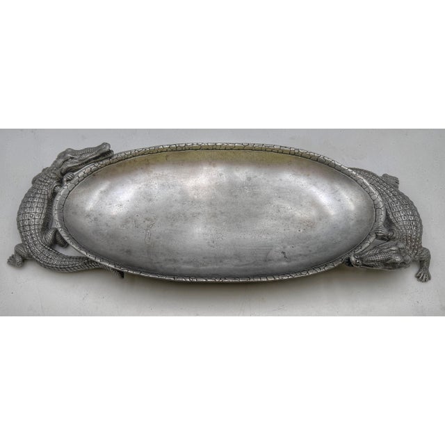 Metal Arthur Court Cast Aluminum Alligator Oval Serving Tray Centerpiece, 2005 For Sale - Image 7 of 11