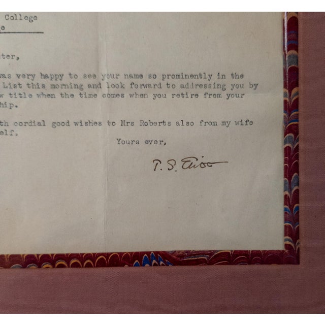 1958 Framed Autographed Letter From Poet T S. Eliot For Sale - Image 4 of 10