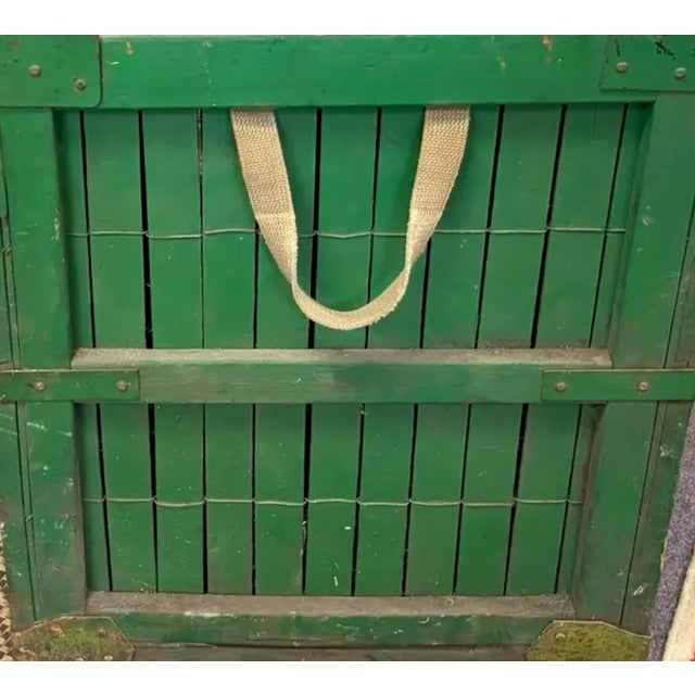 Early 20th Century Primitive Folk Art Green Painted Trunk or Hinged Storage Trunk, Chest or Side Table For Sale - Image 5 of 8