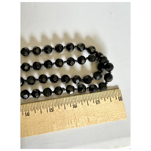 1920s 72" French Jet Bead Flapper Necklace For Sale - Image 9 of 9