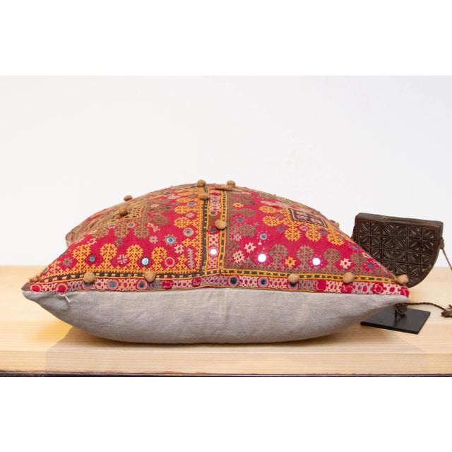 Bhanu Rajasthani Embroidered Decorative Euro Pillow For Sale In Los Angeles - Image 6 of 8