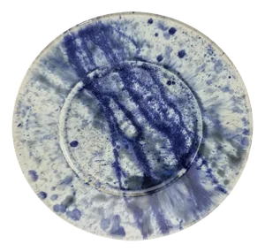 Studio Art Pottery Platter Cobalt Blue and White Splash Coastal Style 12.5"