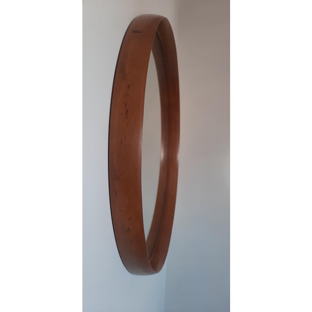 Mid-Century Modern Scandinavian Round Teak Wall Mirror, 1960s For Sale - Image 3 of 8
