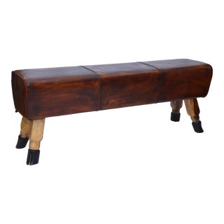 Taffey Horse Bench Brown Leather For Sale