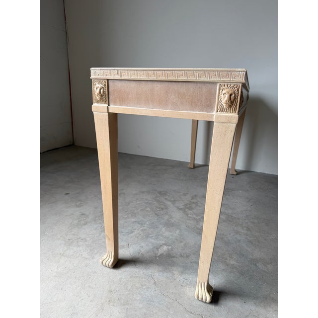 Vintage Italian Neoclassical Style Console Table With Lion Head Carvings & Greek Key Motif For Sale - Image 10 of 12