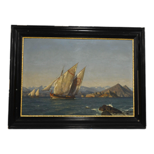 Signed Michael Zeno Diemer Oil on Canvas "On the Skutari Lake, Albania