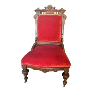 Mid 19th Century Antique Vintage Old Carved Eastlake Solid Wood Wooden Side Dining Accent Chair