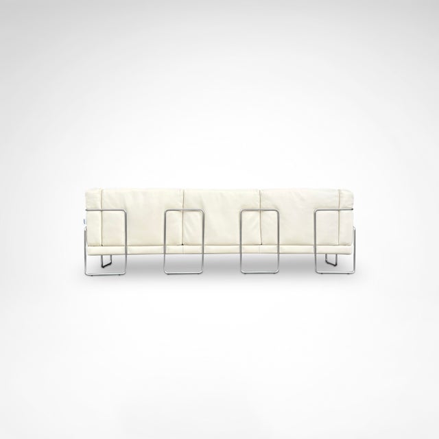 Cream Pen Club 3-Seater Sofa by Kwok Hoi Chan for Steiner, France, 1980s For Sale - Image 8 of 12