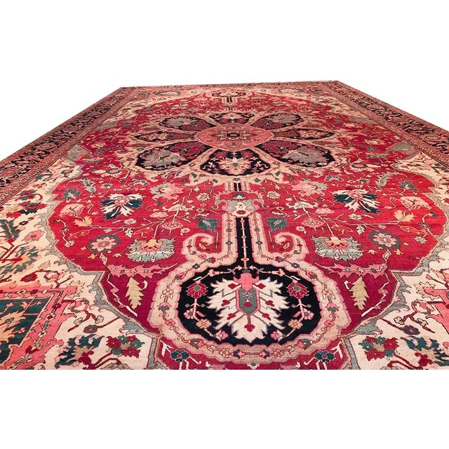 Textile Antique Mansion Size Persian Serapi Rug For Sale - Image 7 of 12