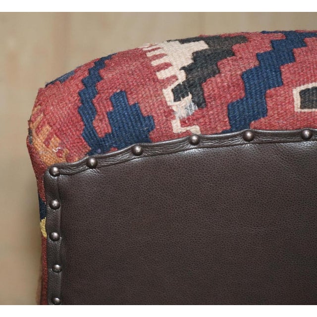 Kilim and Dark Brown Leather Howard Lounge Chair from George Smith of Chelsea For Sale - Image 13 of 16