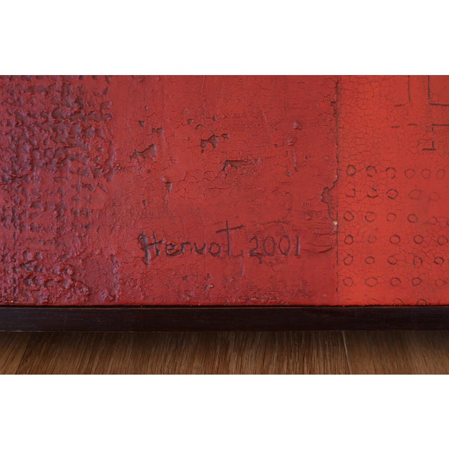 Red Masked Lady Portrait Mix Media Contemporary Art Painting For Sale - Image 8 of 10