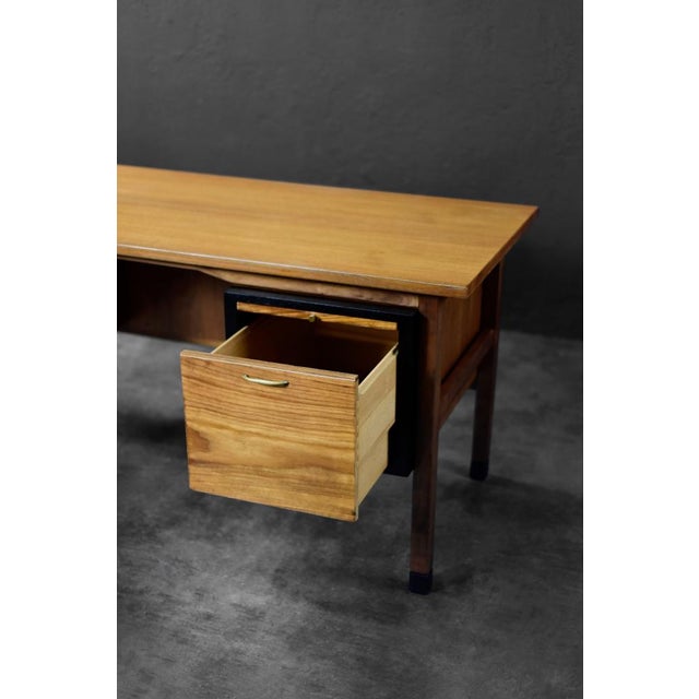 Large Mid-Century Danish Modern Brown Teak Desk, 1960s For Sale - Image 13 of 18