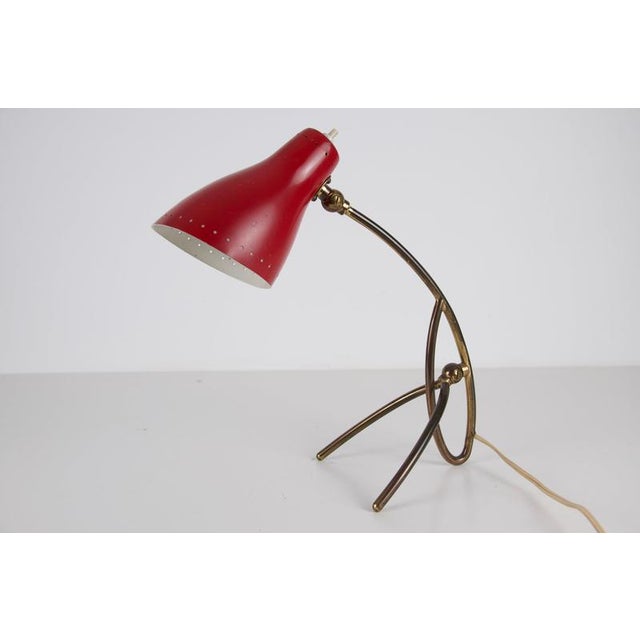 1960s Brass and Red Metal Table Lamp by Giuseppe Ostuni, 1960s For Sale - Image 5 of 11