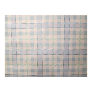 1970s Vintage Blue Gingham Motif Wallpaper For Sale