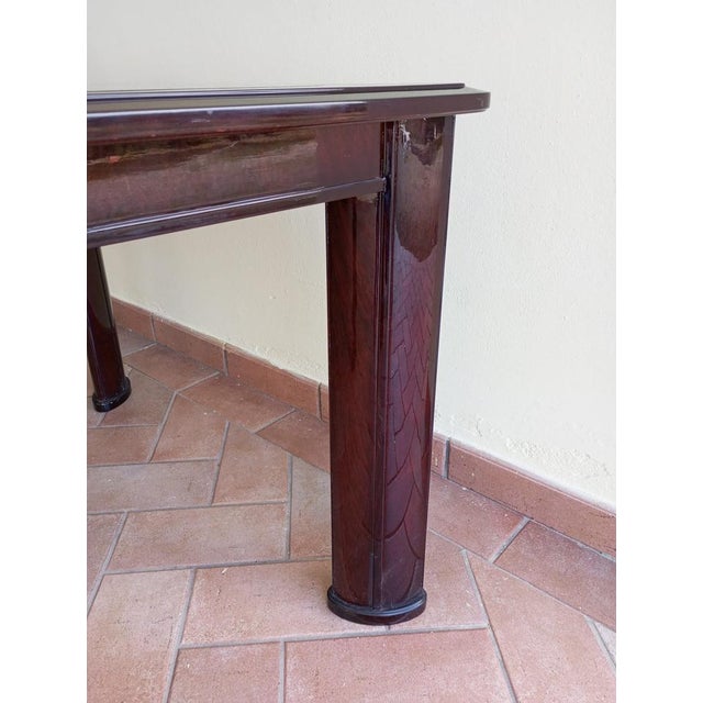 Wood Art Deco Square Table with Glass Top, France, 1960s For Sale - Image 7 of 12