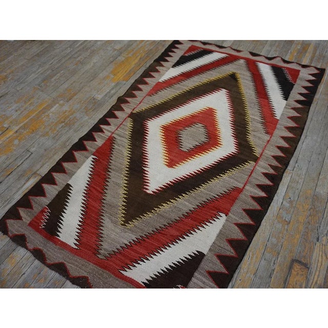 Shabby Chic Excellent and Authentic With Dimensinal Design in Gray, Red and Brown Color American Navajo Rug For Sale - Image 3 of 15