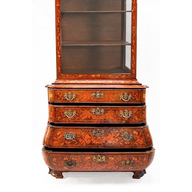 Small Antique Dutch Floral Marquetry Vitrine Cupboard For Sale - Image 6 of 15
