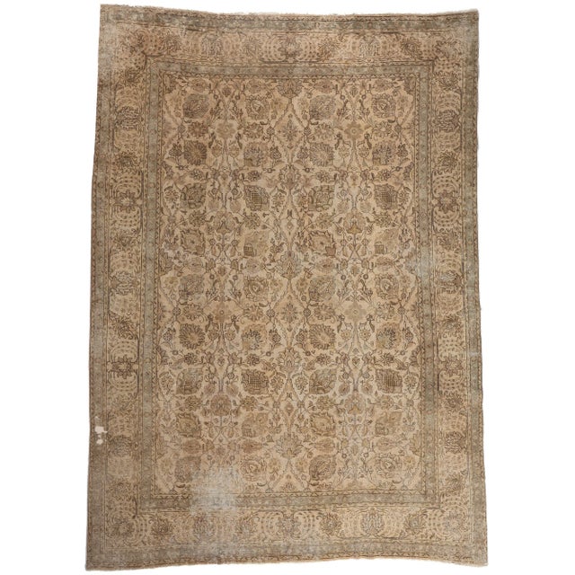 Mid 20th Century Rustic Vintage Persian Tabriz Rug, 11'02 X 15'06 For Sale - Image 10 of 10
