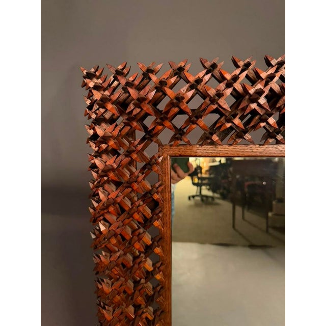 American American Early 20th Century Folk/Tramp Art Mirror Frame, Circa 1920s For Sale - Image 3 of 10