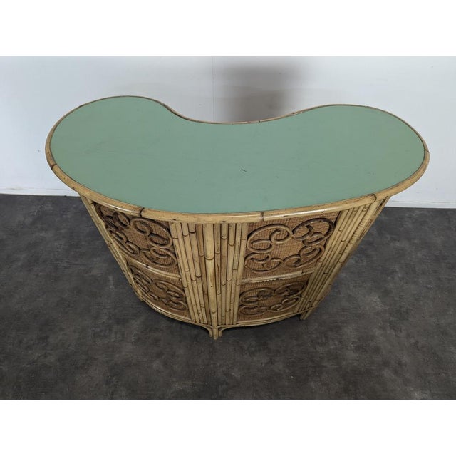 Bamboo and Rattan Counter and Stools Set, Set of 3 For Sale - Image 8 of 11