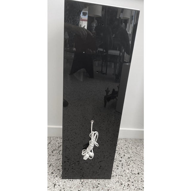 Plastic Pedestal Illuminated Black and White Lucite For Sale - Image 7 of 12