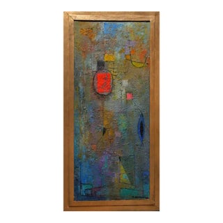 Minimalist Cubist Abstract, Miriam Bromberg Oil on Board, Signed For Sale