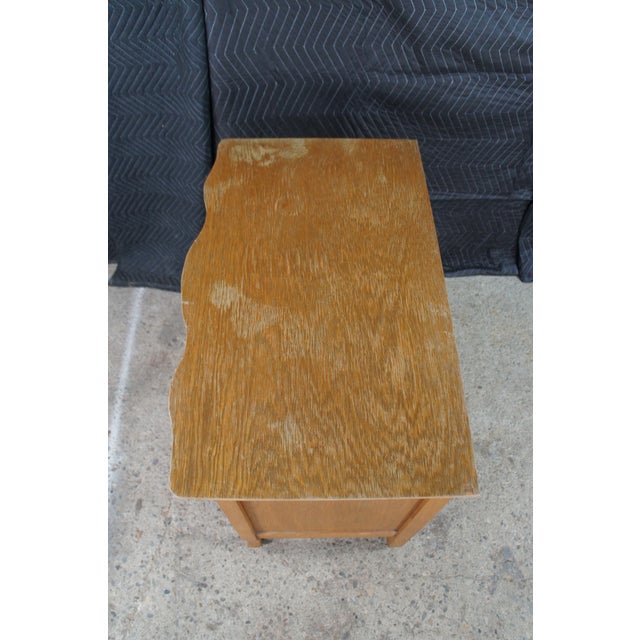 Antique Victorian Quartersawn Oak Serpentine Oxbow Washstand Chest Bedside Table For Sale - Image 11 of 12