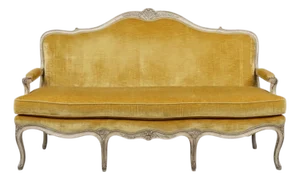 Early 20th-C. French Louis XV Style Painted Canapé Settee or Sofa in Velvet