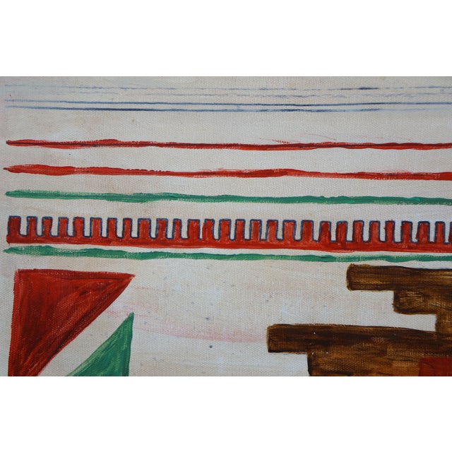 Vintage 20th Century Southwestern Folk Art Oil on Canvas Painting 21" For Sale - Image 10 of 11