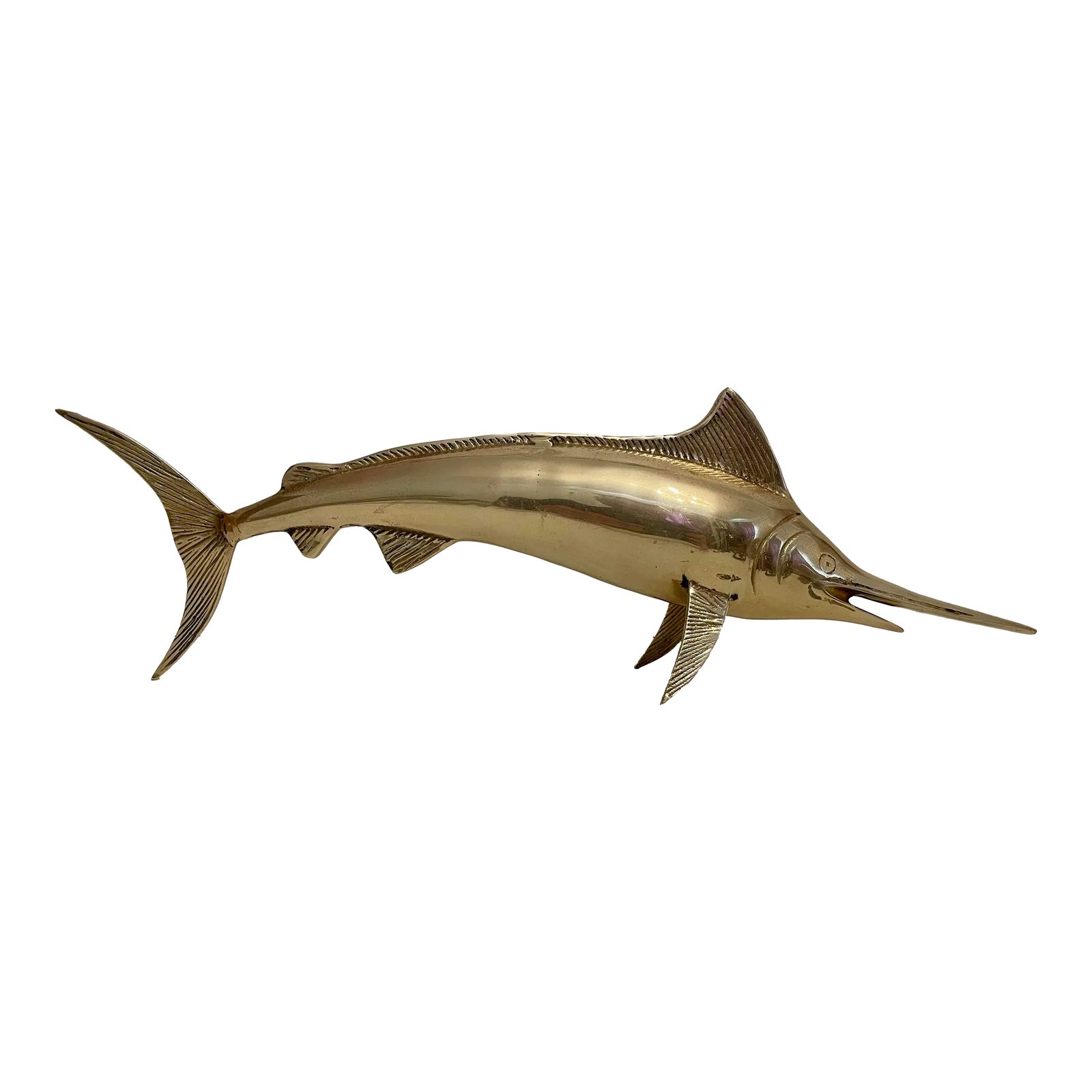 Brass Full Bodied Marlin Sculpture | Chairish