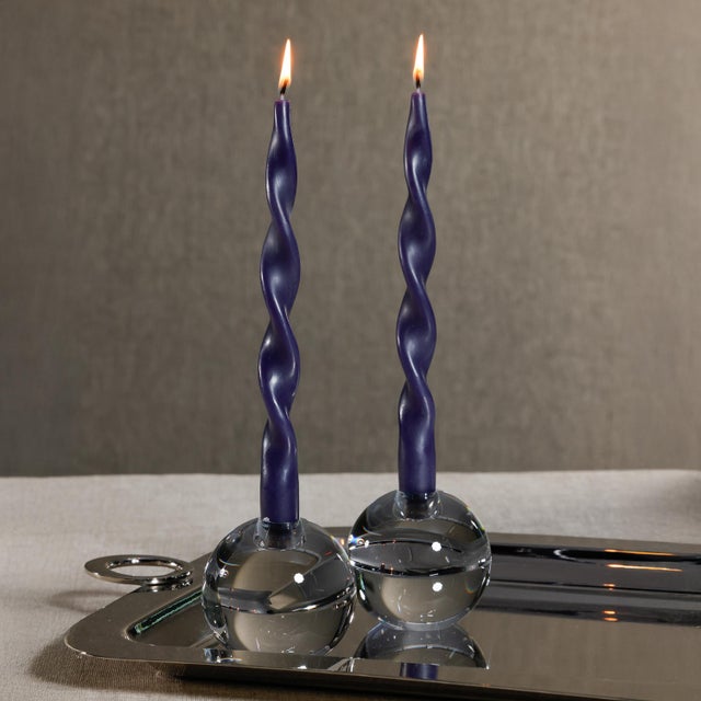 Contemporary Lumière Twist Taper Candles, Set of 12 in Twilight Indigo, 12" For Sale - Image 3 of 3
