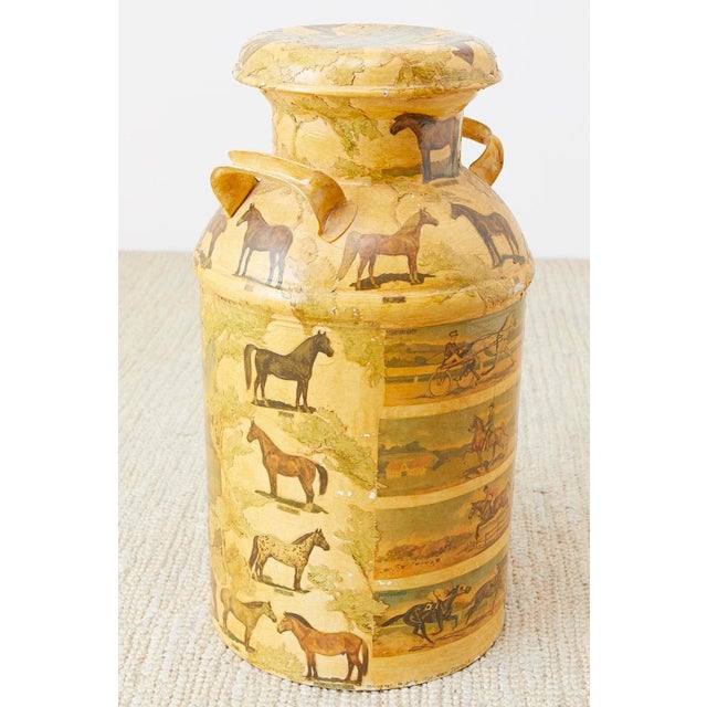 Equine Decoupage Decorated Dairy Farm Milk Jug For Sale - Image 11 of 13