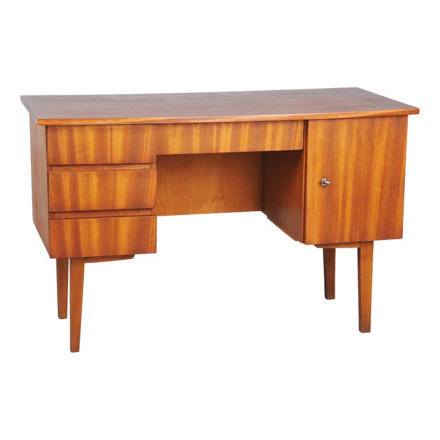 Mid-Century Writing Desk in Mahogany Veneer, Czech, 1950 For Sale